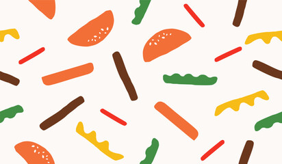 Cute burger pattern background vector design