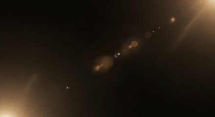 Warm yellow lens flare with circular bokeh spots and bright light