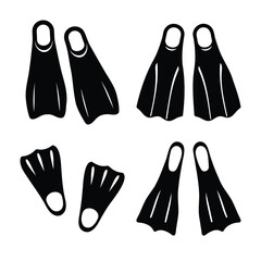Collection of various swimming fins and flippers for diving and water sports activities © Taramon00