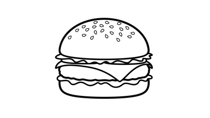 Fototapeta premium A simple line drawing of a hamburger on a white background