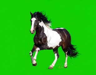 Obraz premium A brown and white horse with a green background