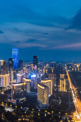 Obraz premium High angle night view of the skyline of the high-tech CBD city in Xi'an, Shaanxi, China