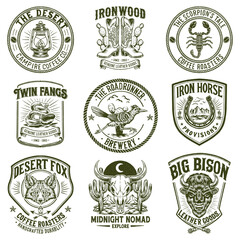 Fototapeta premium Vintage Western Emblem Illustration Set in Muted Colors