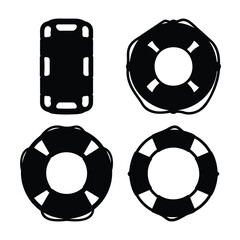 Essential water safety and emergency rescue equipment icons for immediate aid © Shamsul