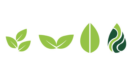 Obraz premium green leaves vector, Collection green leaf. Elements design for natural, eco, bio, vegan labels. Vector illustration.