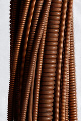 Strings of a musical instrument different sizes. Close up