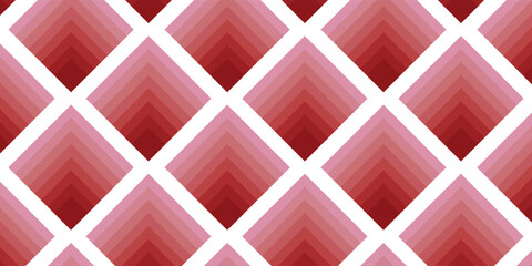 Seamless pattern of red and pink gradient diamond shapes creating a modern geometric background with a layered effect.