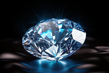 Round diamond reflecting light on a dark textured surface, symbolizing luxury and high value