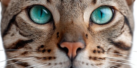 Obraz premium Charming Kitten with Intense Eyes and Soft Fur Posing Gracefully Against a Subtle Gray Background