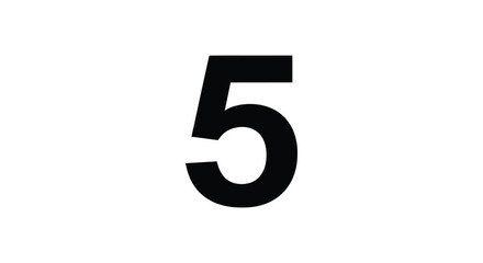 A stark depiction of the number five against a white backdrop focusing on its bold form and simplicity