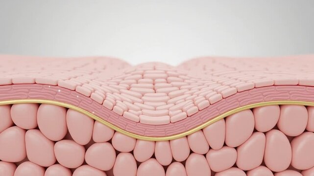 3D Microscopic View of Active Ingredient Molecule Penetrating Skin Surface