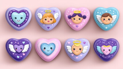 Fototapeta premium Heart-Shaped Valentine's Day Sweet Treats with Angelic Decorations