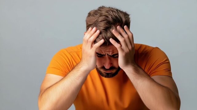 Sad man frustrated after losing money in online casino, emotional stress and disappointment, gambling addiction concept, copy space