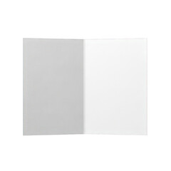Fototapeta premium Open blank white folded greeting card or brochure with subtle texture, isolated on transparent background