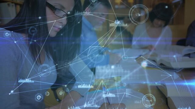 Animation of network of connections over diverse students at university