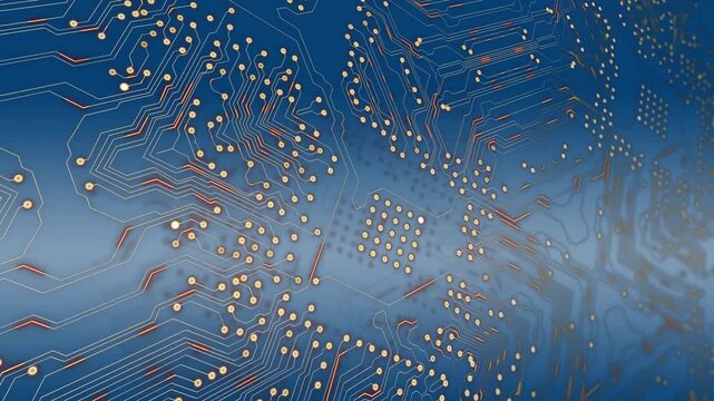 Animation of processor socket over blue background