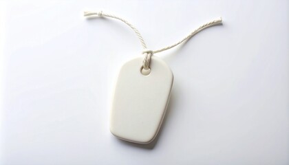 Fototapeta premium Blank White Tag with String on White Background.