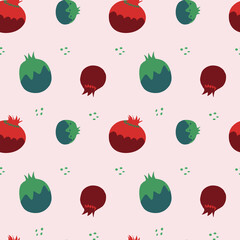 Pomegrante fruit seamless pattern illustration