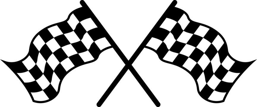 crossed checkered flag racing flag vector 