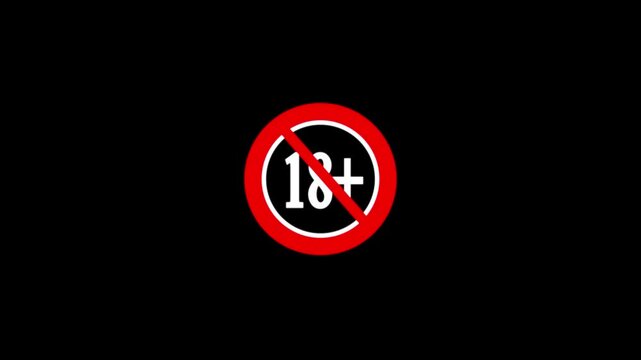 Under 18 forbidden ban icon sign animation. Eighteen or older persons adult content 18 plus only rating, animation. 18+ video not allow animation. 18+ plus