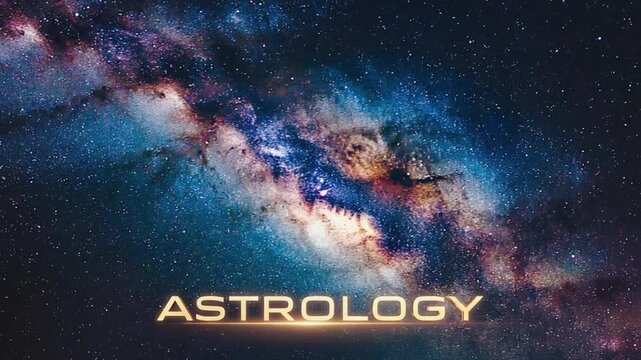 Astrology text with the galaxy in the background.