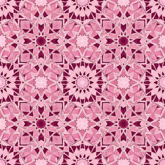 Seamless Moroccan Zellige Pattern in Shades of Vibrant Pink Watercolor Texture