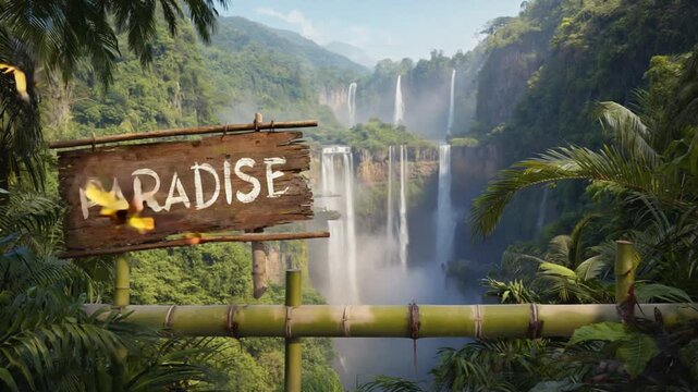 Sign of paradise in a holiday paradise.