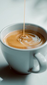 cafe tropft in eine tasse aus eine respresso kaffeemaschiene vollautomat