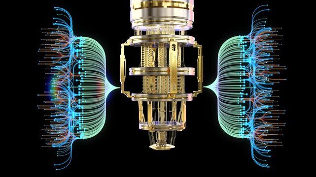 3d rendering quantum computer machine working for big data analysis 4k footage