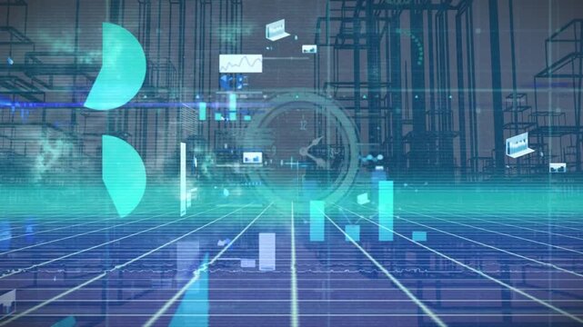Animation of data processing over clock