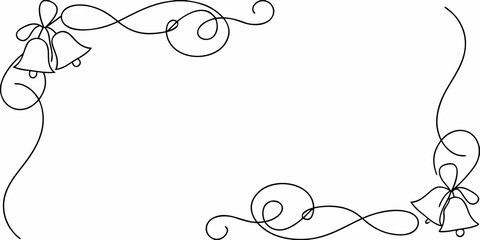 Obraz premium Elegant black line art featuring bells and swirling decorative flourishes