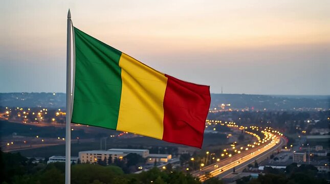 Close-up Mali Flag Waving in the Wind