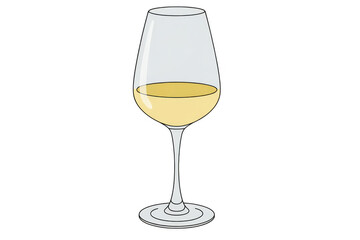 Glass of white wine wine glass isolated on a transparent background