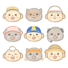 かわいい働く動物のアイコンセット