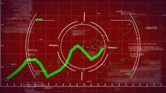 Animation of graph on circles and programming language over red background