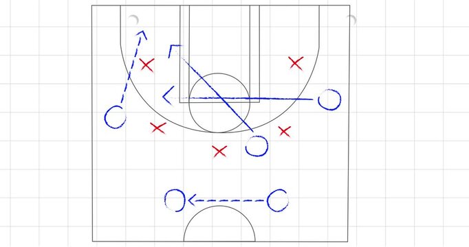 Animation of football game strategy drawn against squared lined paper background