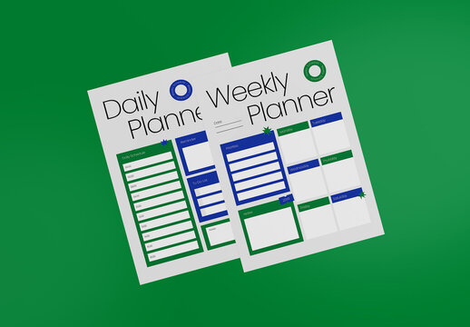 Green And Blue Modern Weekly Planner