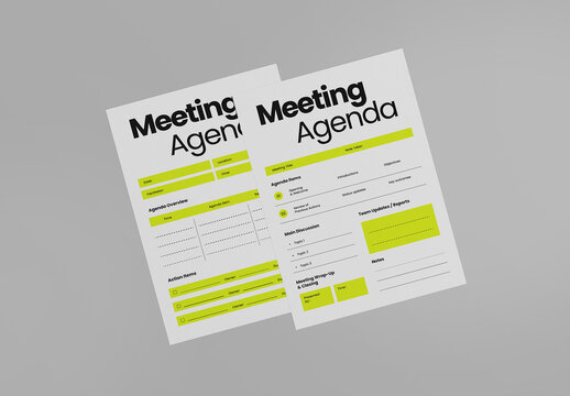 Green And Grey Minimalist Meeting Agenda
