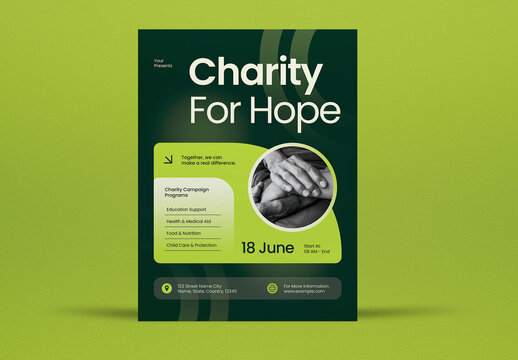 Green Modern Charity Campaign Flyer Set