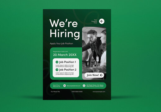 Green Modern Were Hiring Flyer Set US Letter
