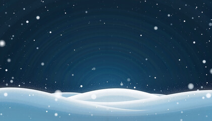 Fototapeta premium Snowy landscape with gentle waves of snow beneath swirling snowflakes. Concept of winter wonderland and seasonal beauty. Suitable for festive themes and holiday promotions.