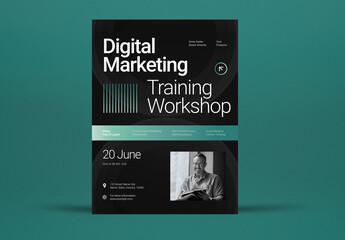 Black Modern Digital Marketing Training Workshop Flyer Set
