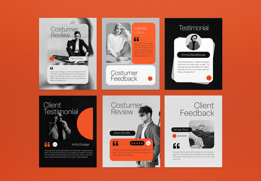 Black And Orange Utilitarian Testimonial Instagram Set
