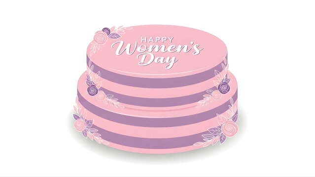 International women's day celebration with pink and purple cake