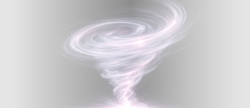 Glowing cosmic spiral vortex of light and energy with swirling galaxy particles abstract vector illustration on transparent background