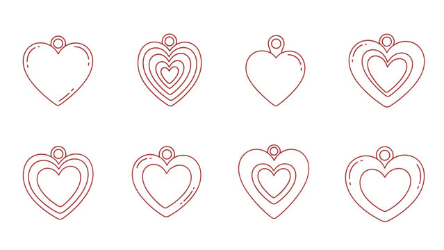 Minimalist outline heart charms collection for valentine's day designs