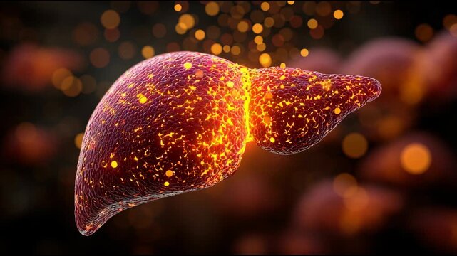 Graphic Illustration Showing the Effects of Fatty Liver With Visual Detail and Emphasis on Health Impact Through Four Distinct Frames