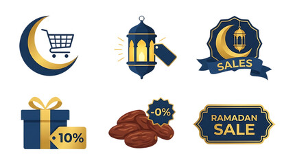 Ramadan sale and discount icons set.