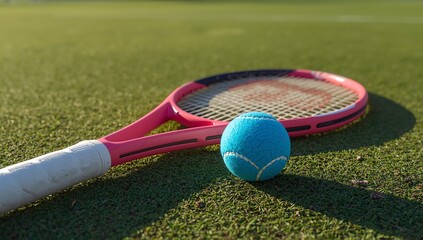 tennis ball and racket