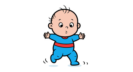Cute Cartoon Baby Taking First Steps